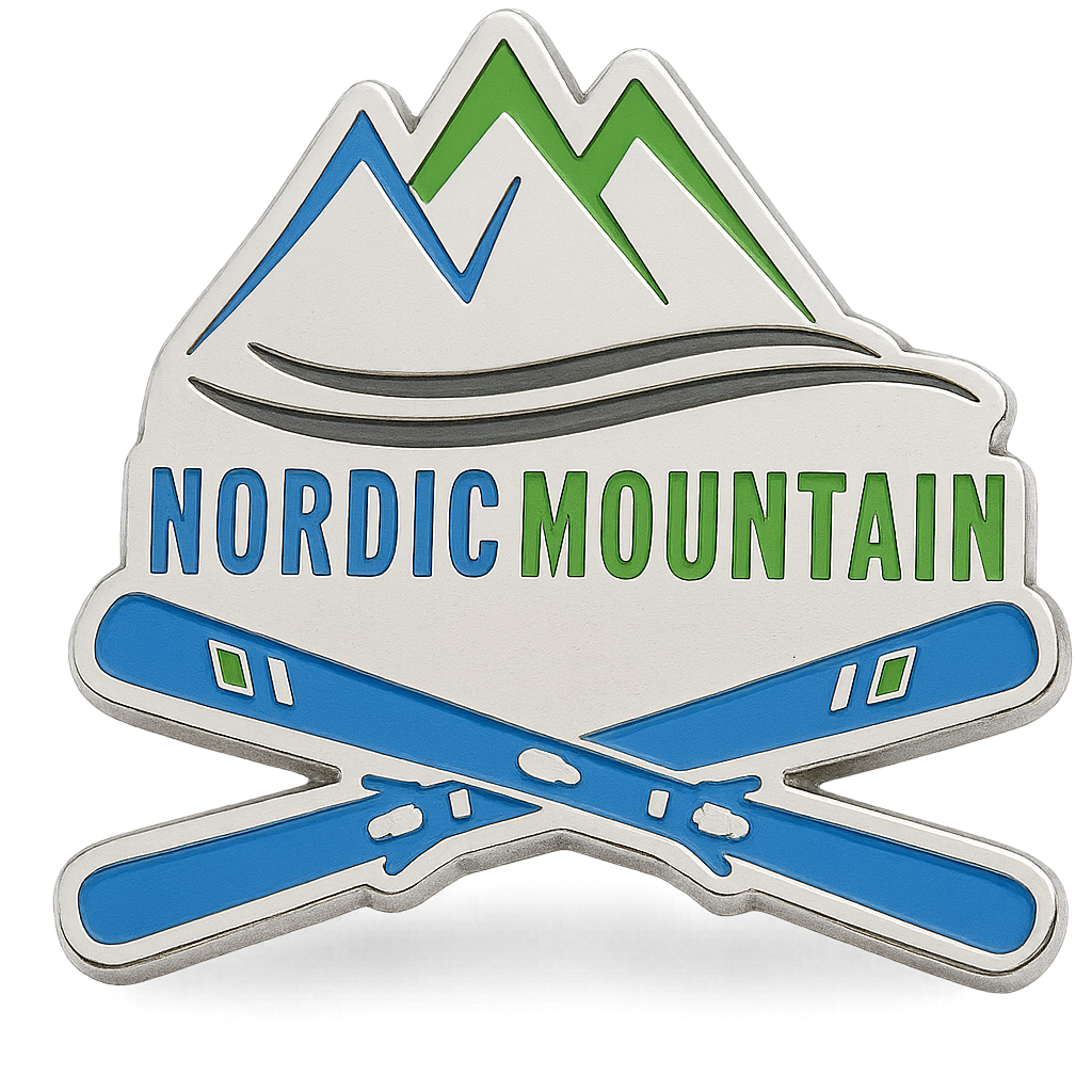 Nordic Mountain Lapel Ski Enamel Pin Design