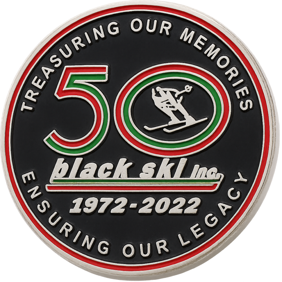 Custom 50th Anniversary Skiing Pin